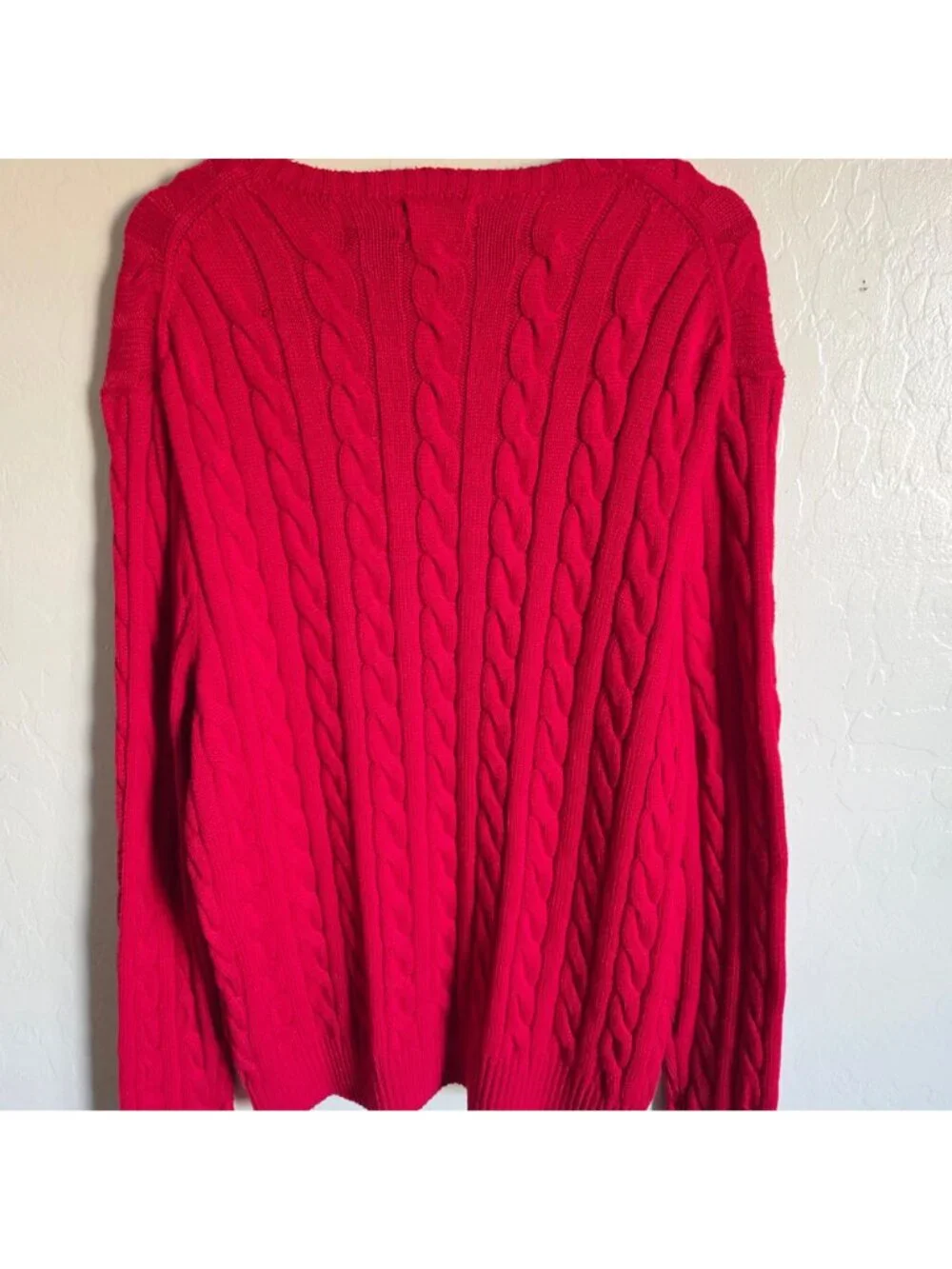 Polo Ralph Lauren Cable Knit Cotton Sweater Pullover Red Men's XL Pony Preppy